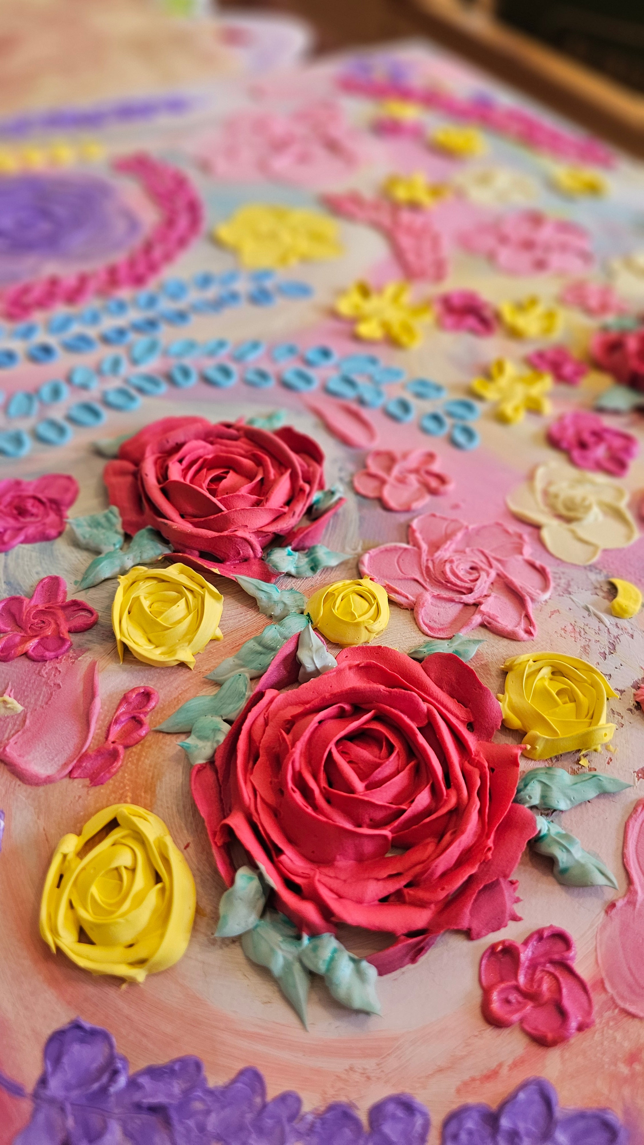 Summer Confetti - Original Impasto Floral, 50cm by 40cm, Framed