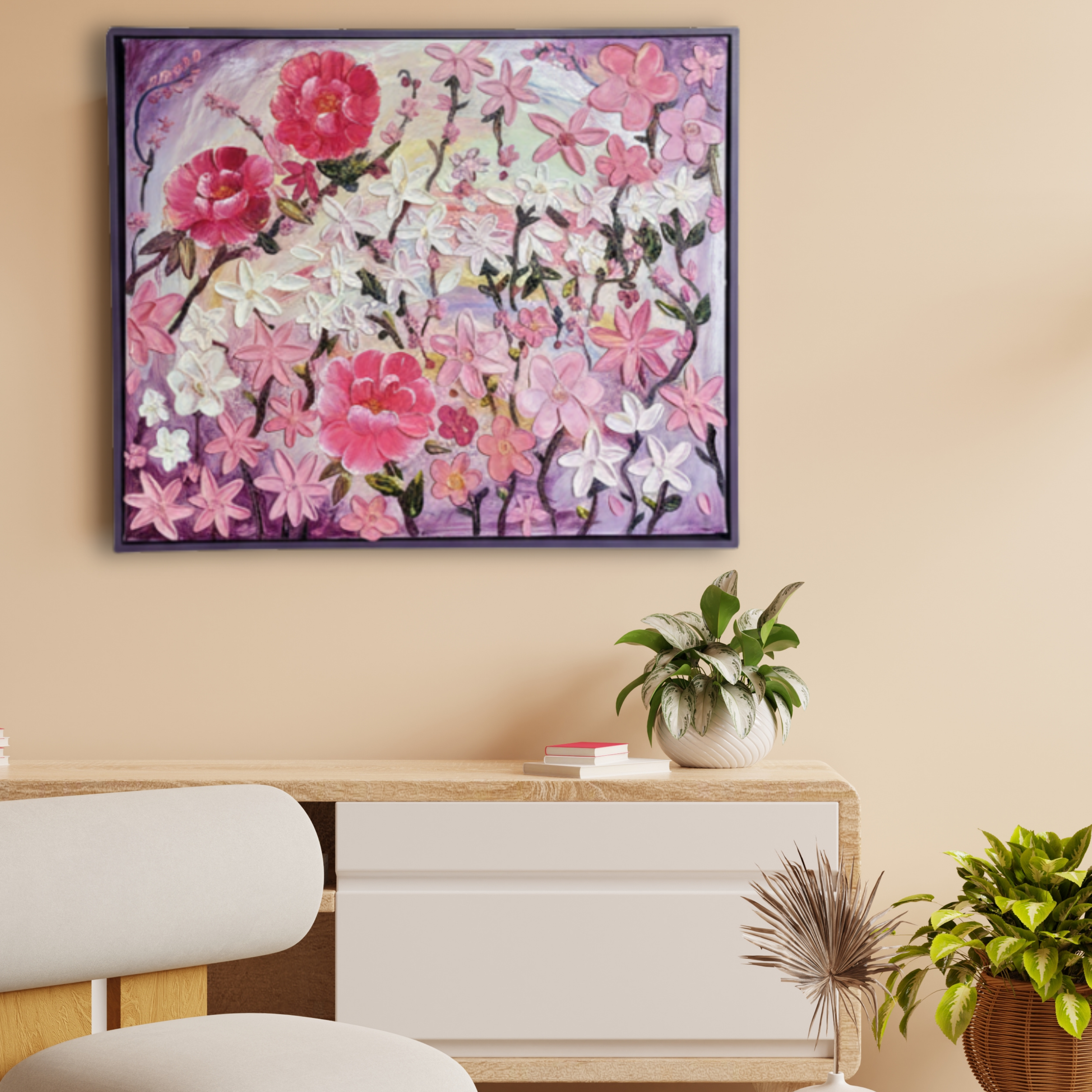 Evening Wander - Original Impasto Floral Painting | 50cm by 40cm | Framed