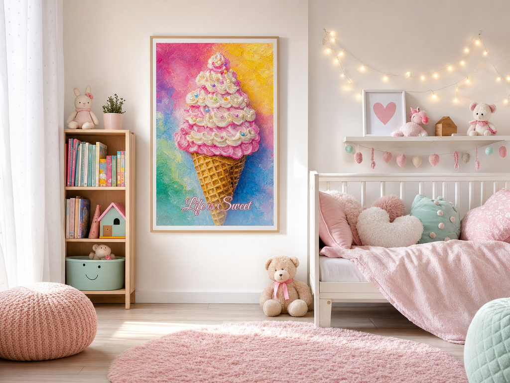 Soft-Serve Ice Cream Cone ("Life Is Sweet") - Poster Print