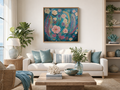 Mermaid Bouquet – Original Acrylic Impasto Floral, 60x60cm, Framed