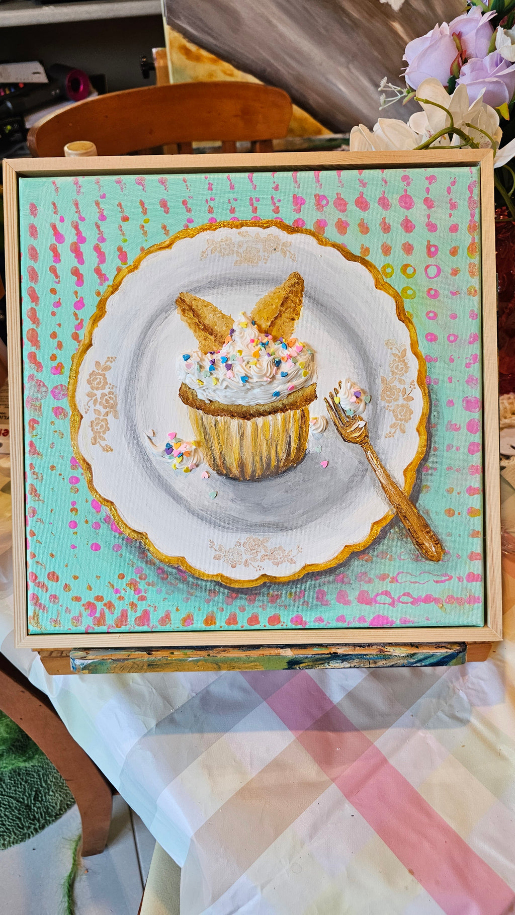 Butterfly Cupcake | Original Painting | Framed