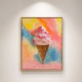 Strawberries & Cream by the Beach | Original Painting | Framed
