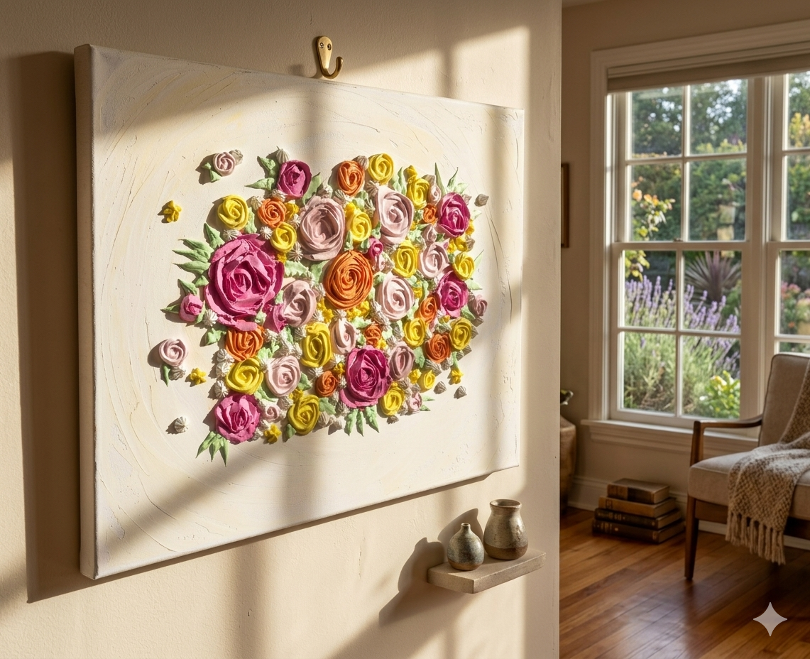 Buttercream Blooms - Original Painting | 40cm by 50cm