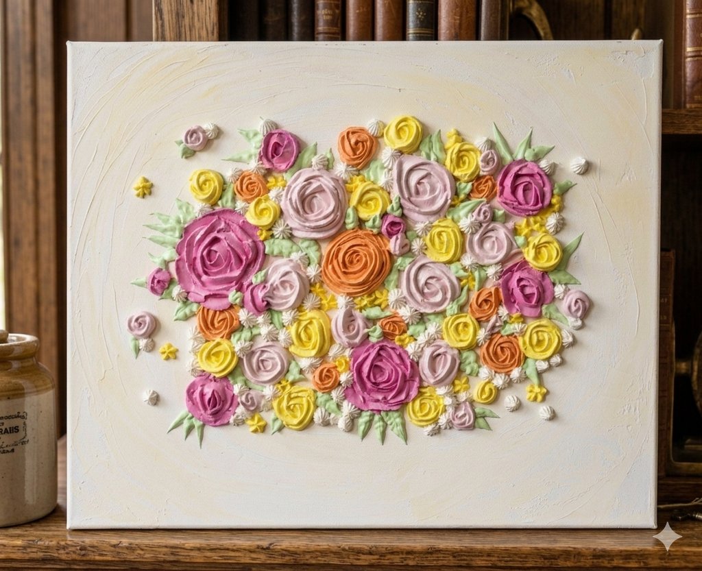 Buttercream Blooms - Original Painting | 40cm by 50cm