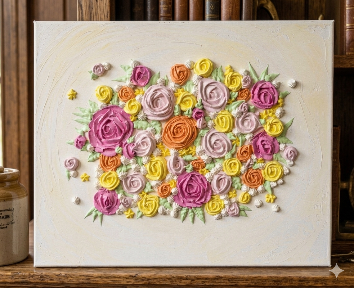 Buttercream Blooms - Original Painting | 40cm by 50cm