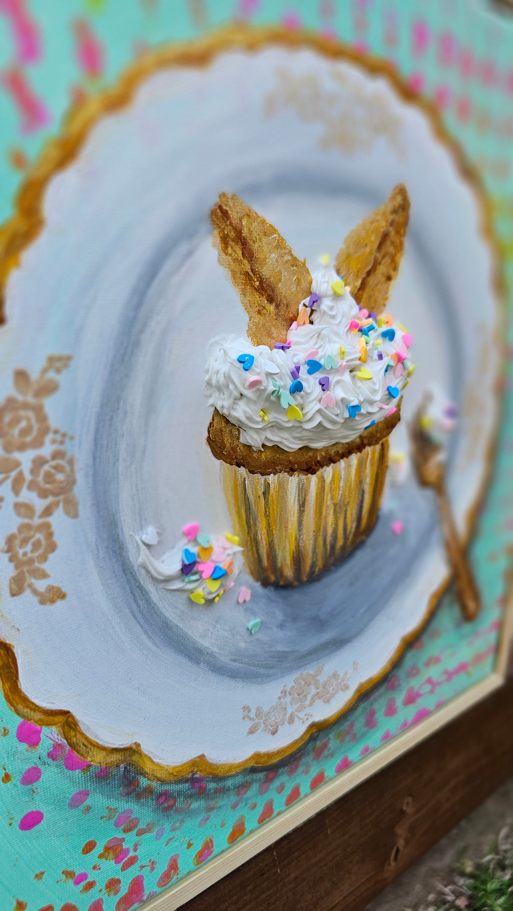 Butterfly Cupcake | Original Painting | Framed