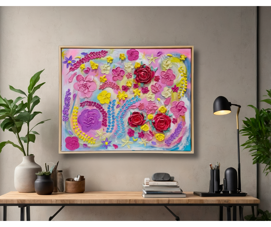 Summer Confetti - Original Impasto Floral, 50cm by 40cm, Framed