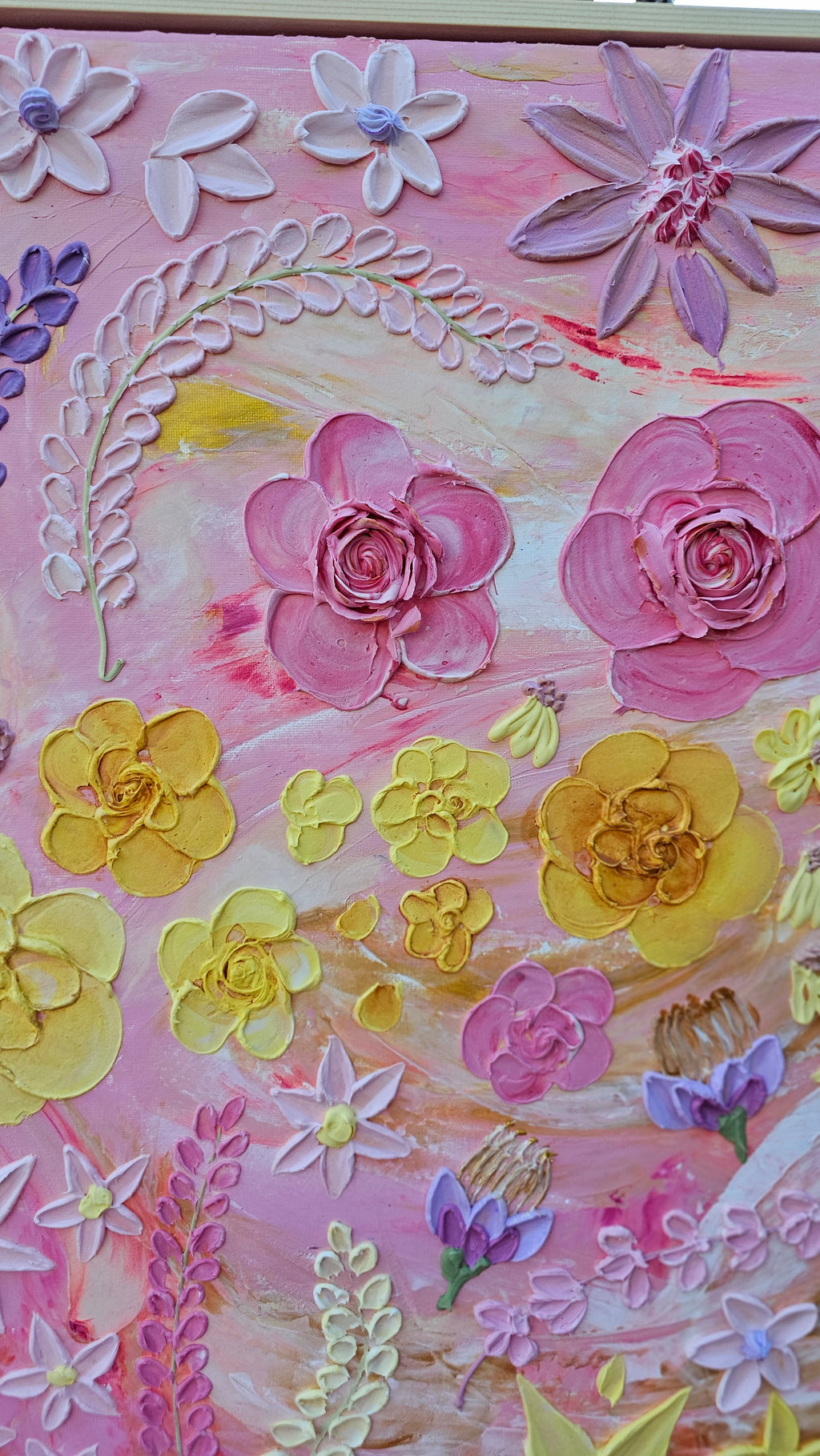 Summer Breeze – Original Acrylic Impasto Floral, 78x78cm, Framed