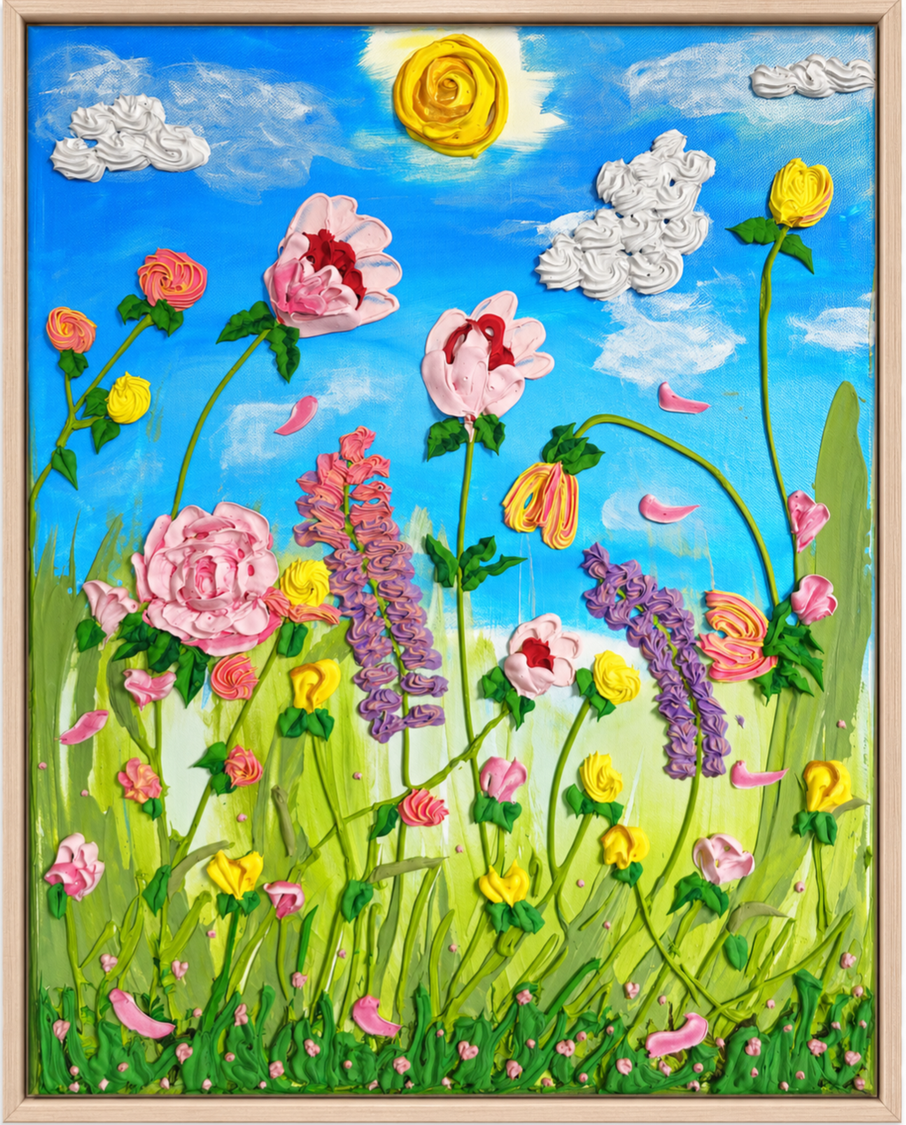 Sweet Meadow — Original Acrylic Impasto, 40×50cm, Framed