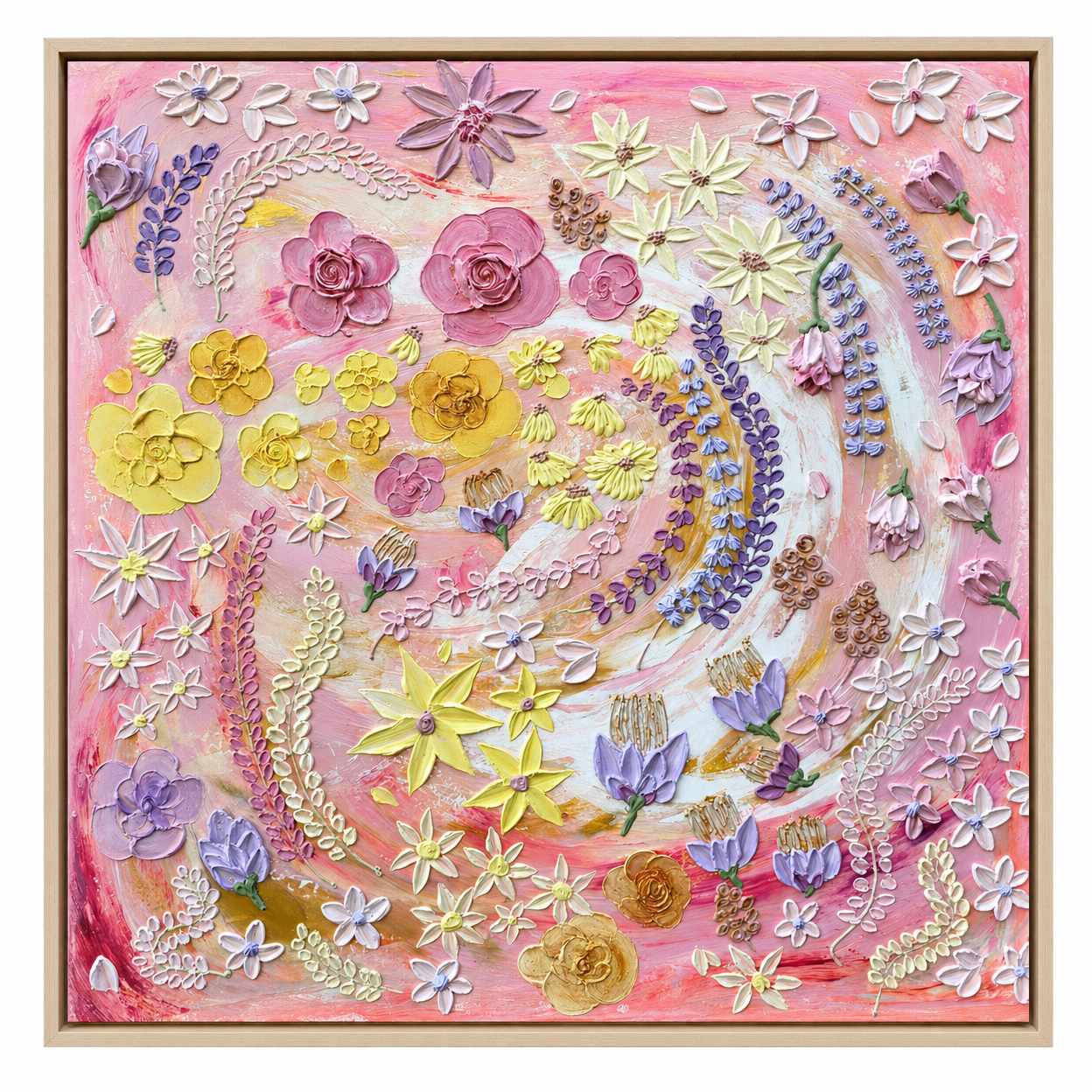 Summer Breeze – Original Acrylic Impasto Floral, 78x78cm, Framed