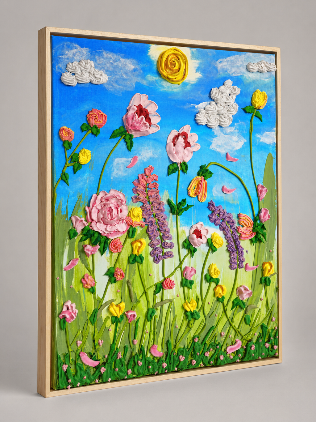Sweet Meadow — Original Acrylic Impasto, 40×50cm, Framed
