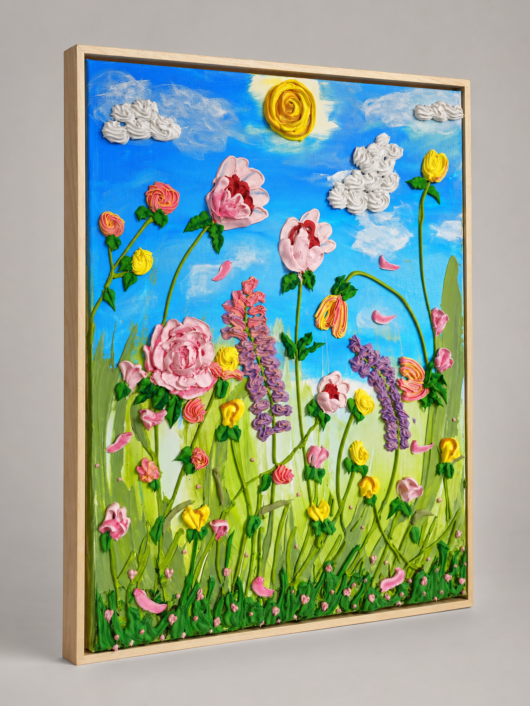 Sweet Meadow — Original Acrylic Impasto, 40×50cm, Framed