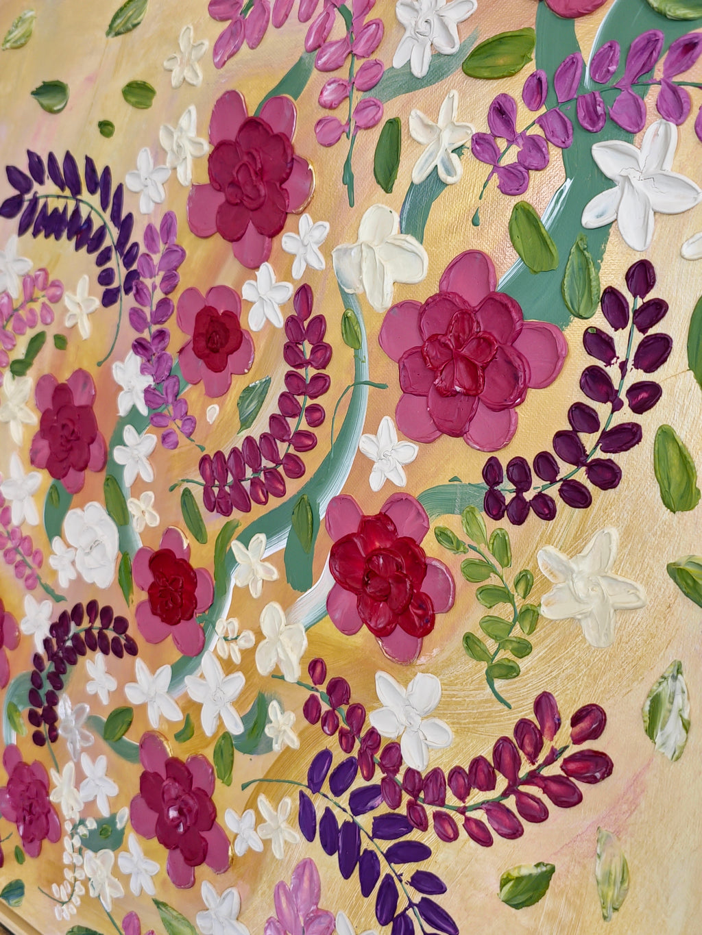 Petal Drift – Colour-Shifting Impasto Floral, 60x60cm, Framed
