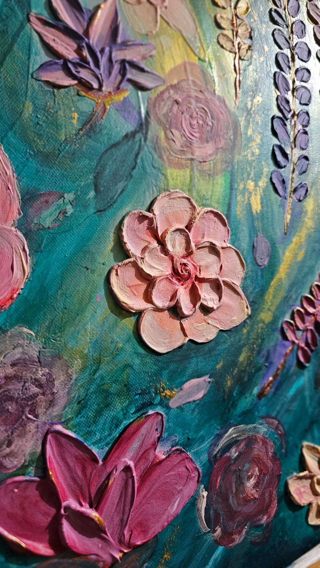 Mermaid Bouquet – Original Acrylic Impasto Floral, 60x60cm, Framed