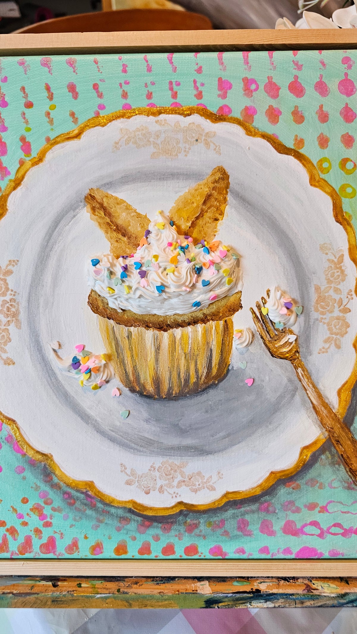 Butterfly Cupcake | Original Painting | Framed