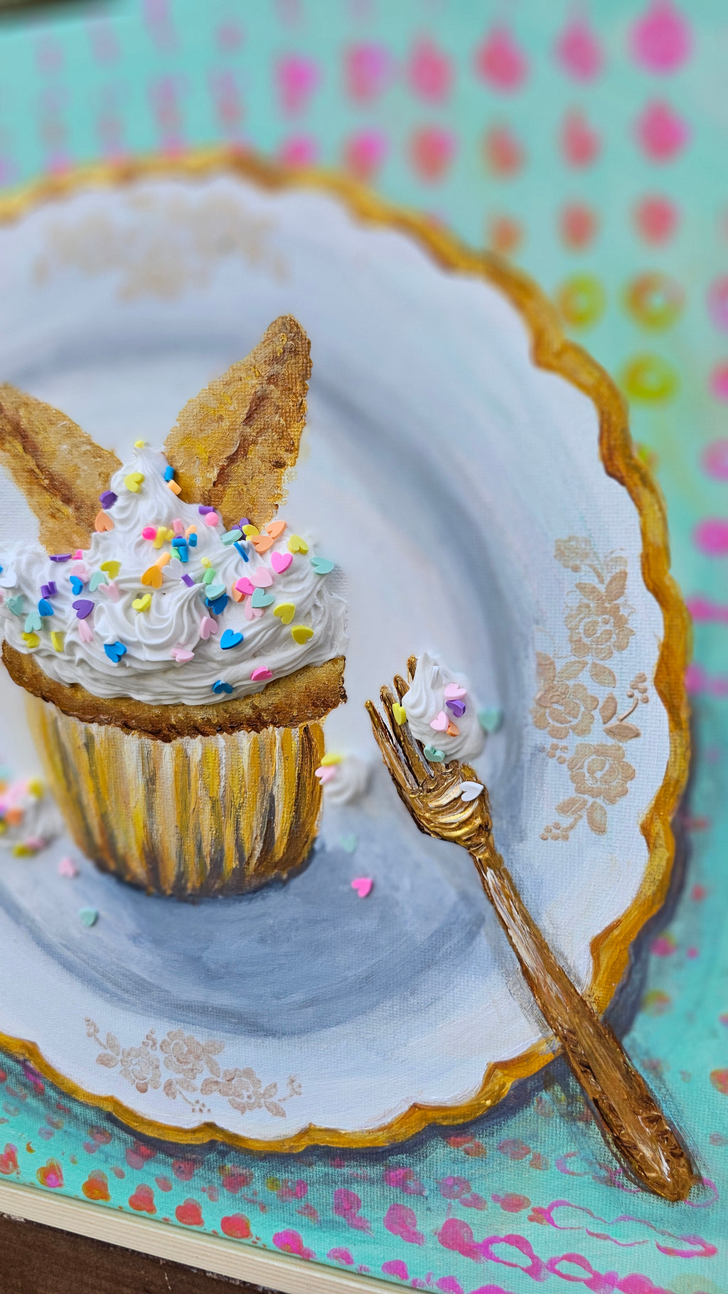 Butterfly Cupcake | Original Painting | Framed