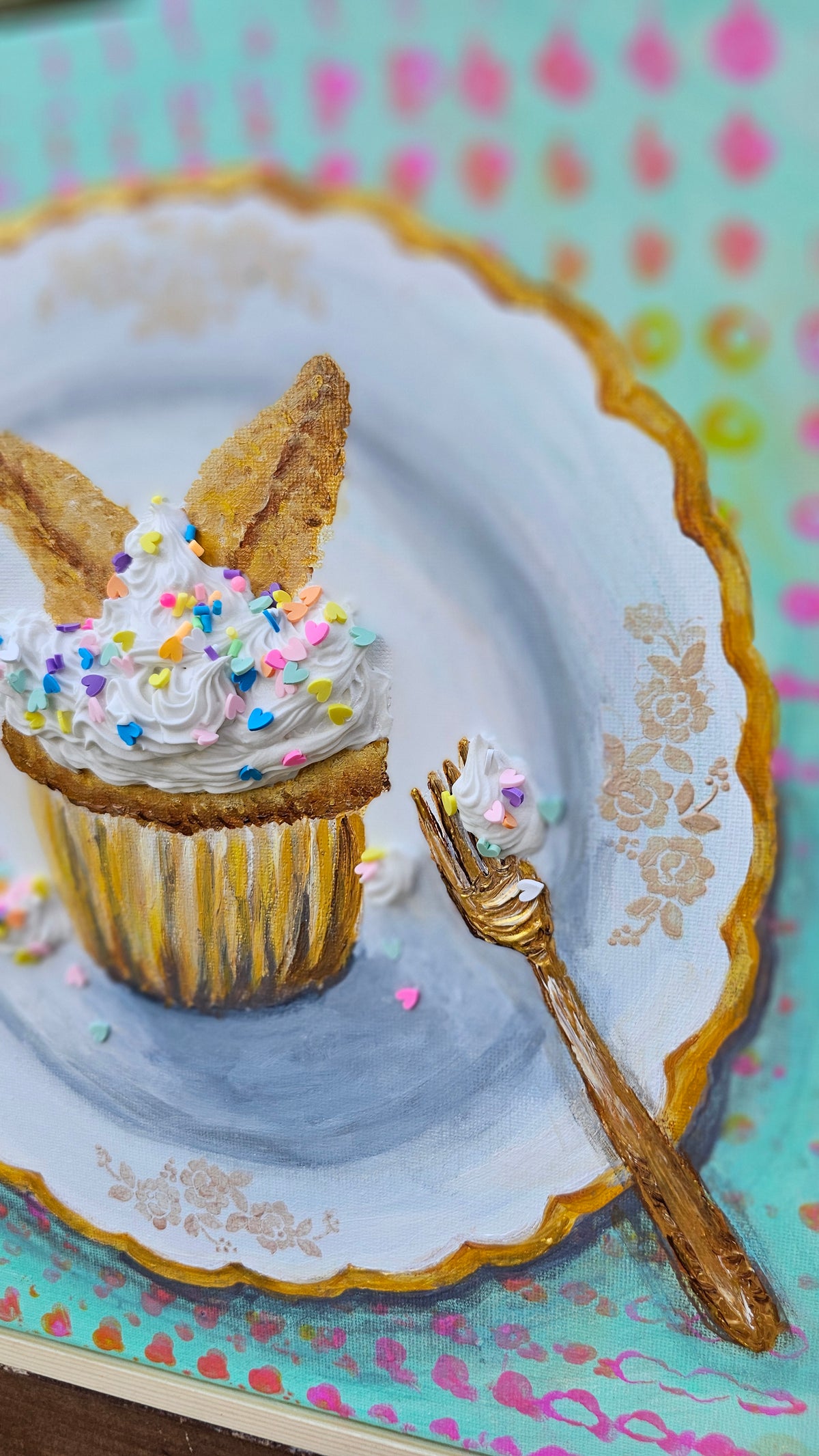 Butterfly Cupcake | Original Painting | Framed