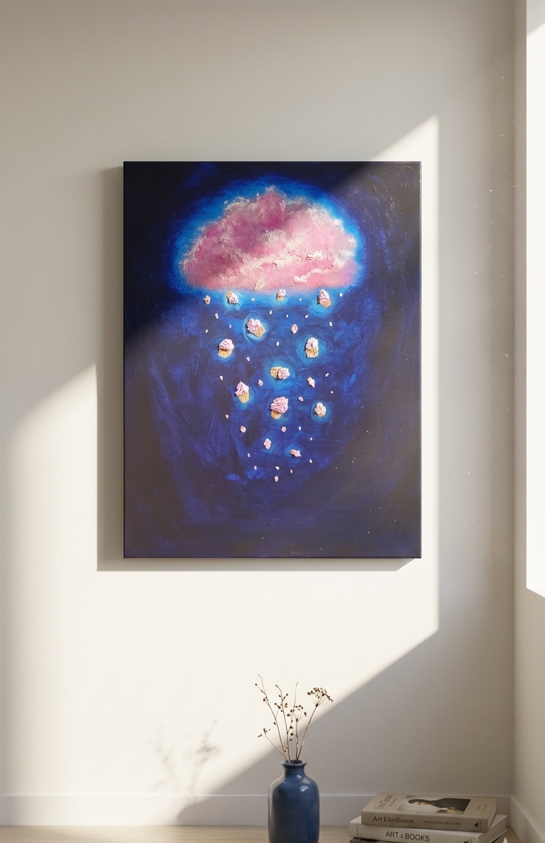 Cupcake Rain | Original Impasto Painting | 40cm by 50cm | Canvas